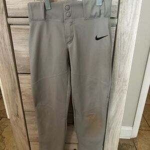 Nike Kids Light Gray baseball pants size small. Patched knee